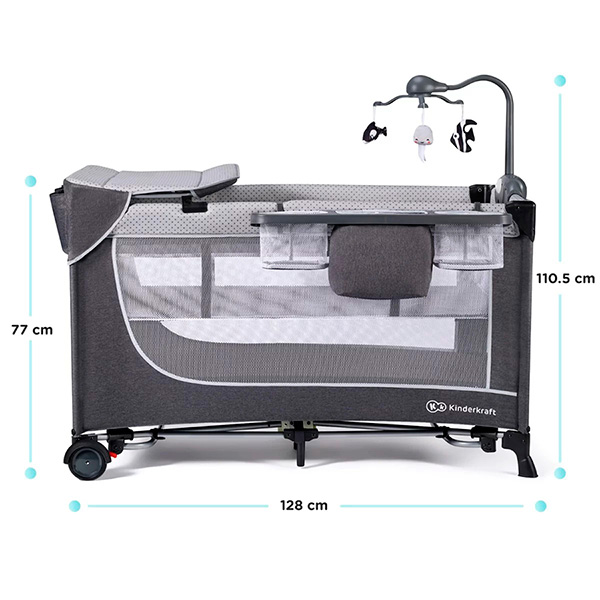 Medidas exteriores de la cuna de viaje Leody Kinderkraft