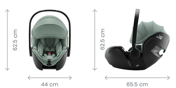 medidas de la silla de coche baby safe de britax romer
