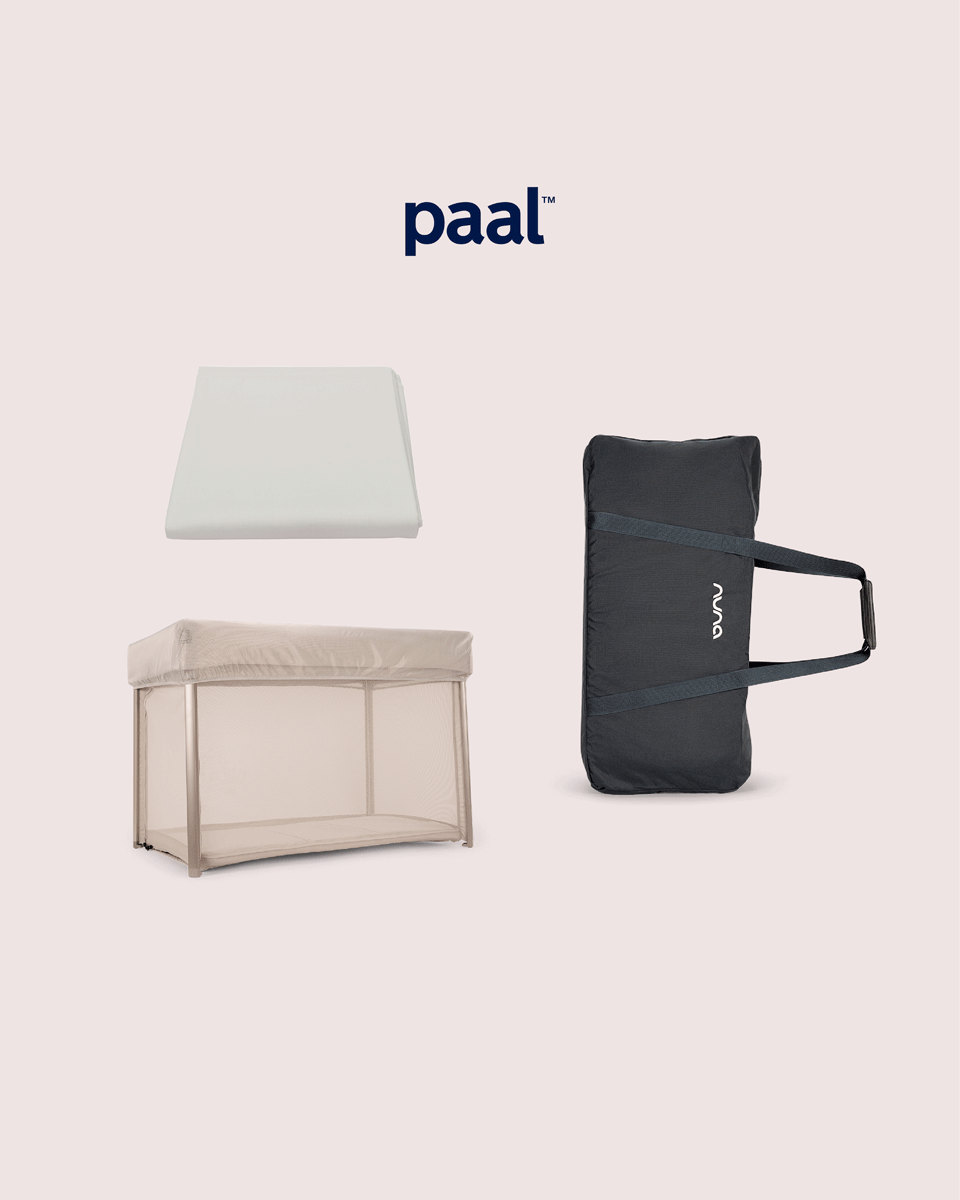 La cuna de viaje paal incluye una sábana y una bolsa de transporte