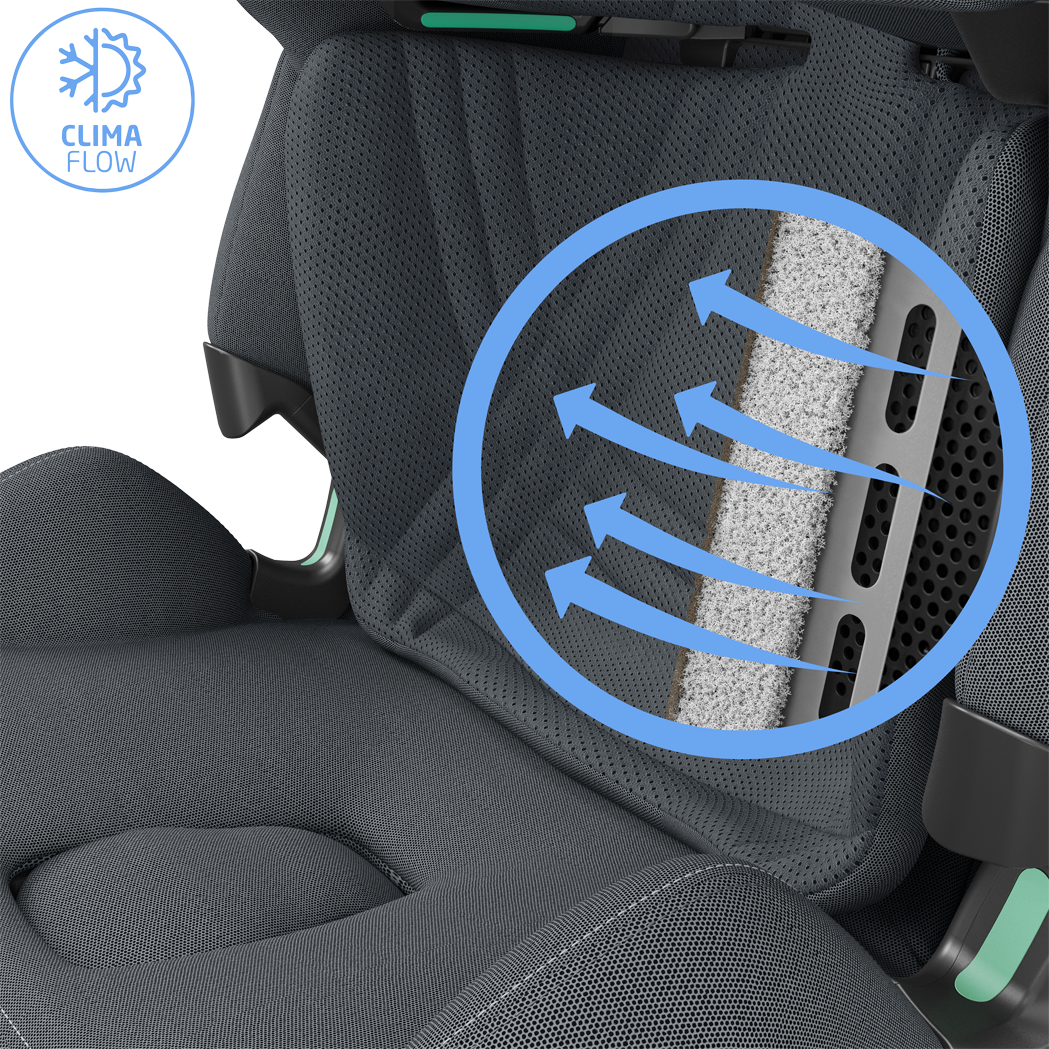 detalle del sistema climaflow de maxi cosi que mejora la ventilación